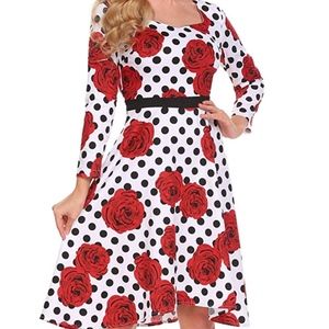 GEESENSS Vintage Floral Polka Dot LongSleeve
